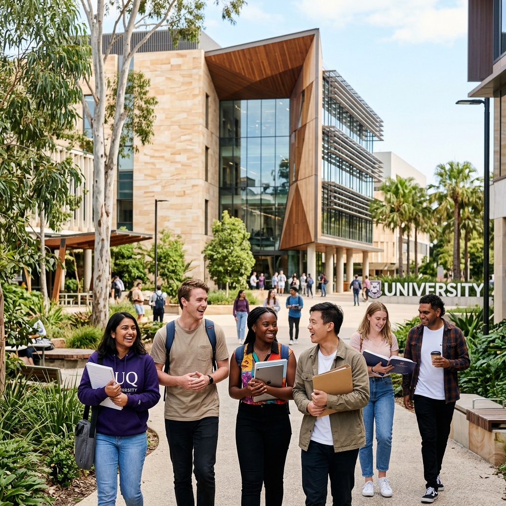 Happy university students on an Australian campus